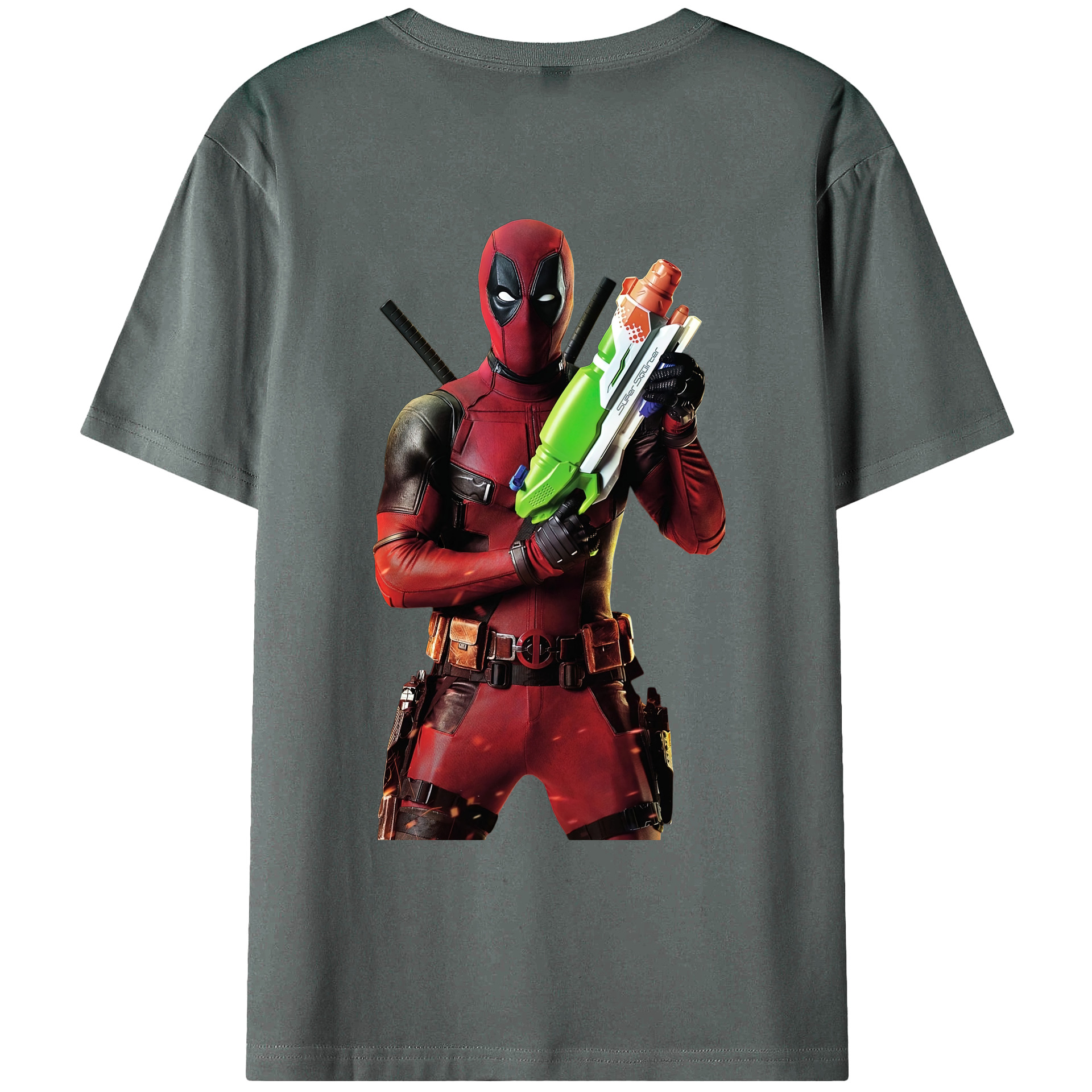 （画像用） Deadpool デッドプール 綿100％ メンズ半袖Tシャツ（バックプリント） 通気性